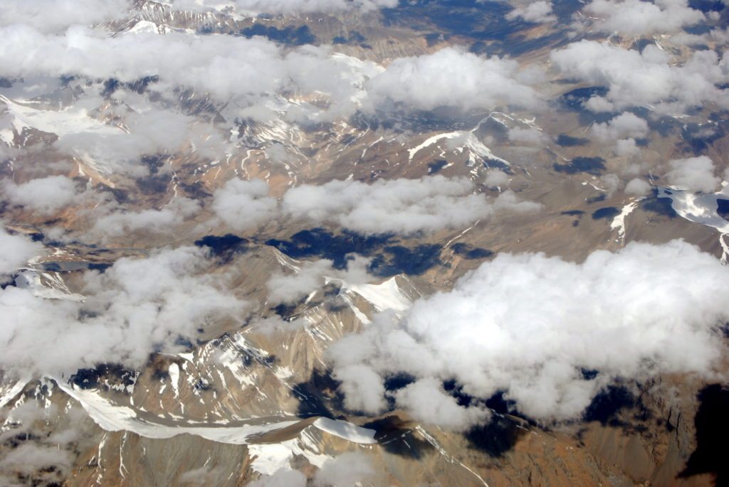 Ladakh from the skies, Himalayas, snow, clouds