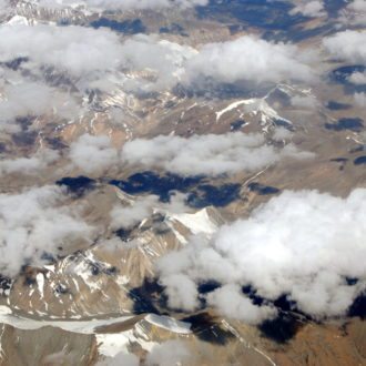 Ladakh from the skies, Himalayas, snow, clouds