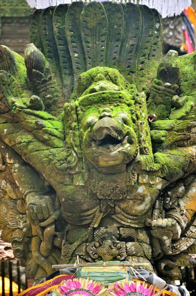 Garuda carving in front of the temple in Monkey Forest Bali