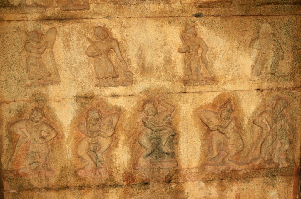 Carvings on Mahanami Dibba in hampi